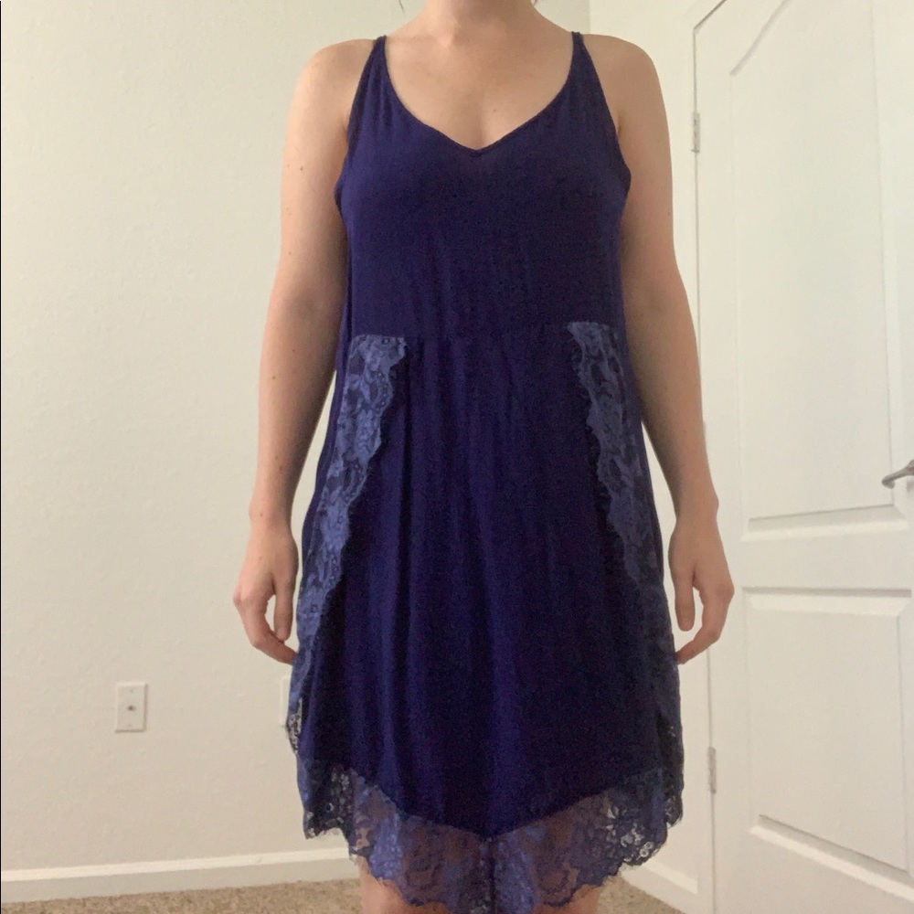Blue lace Free People slip dress